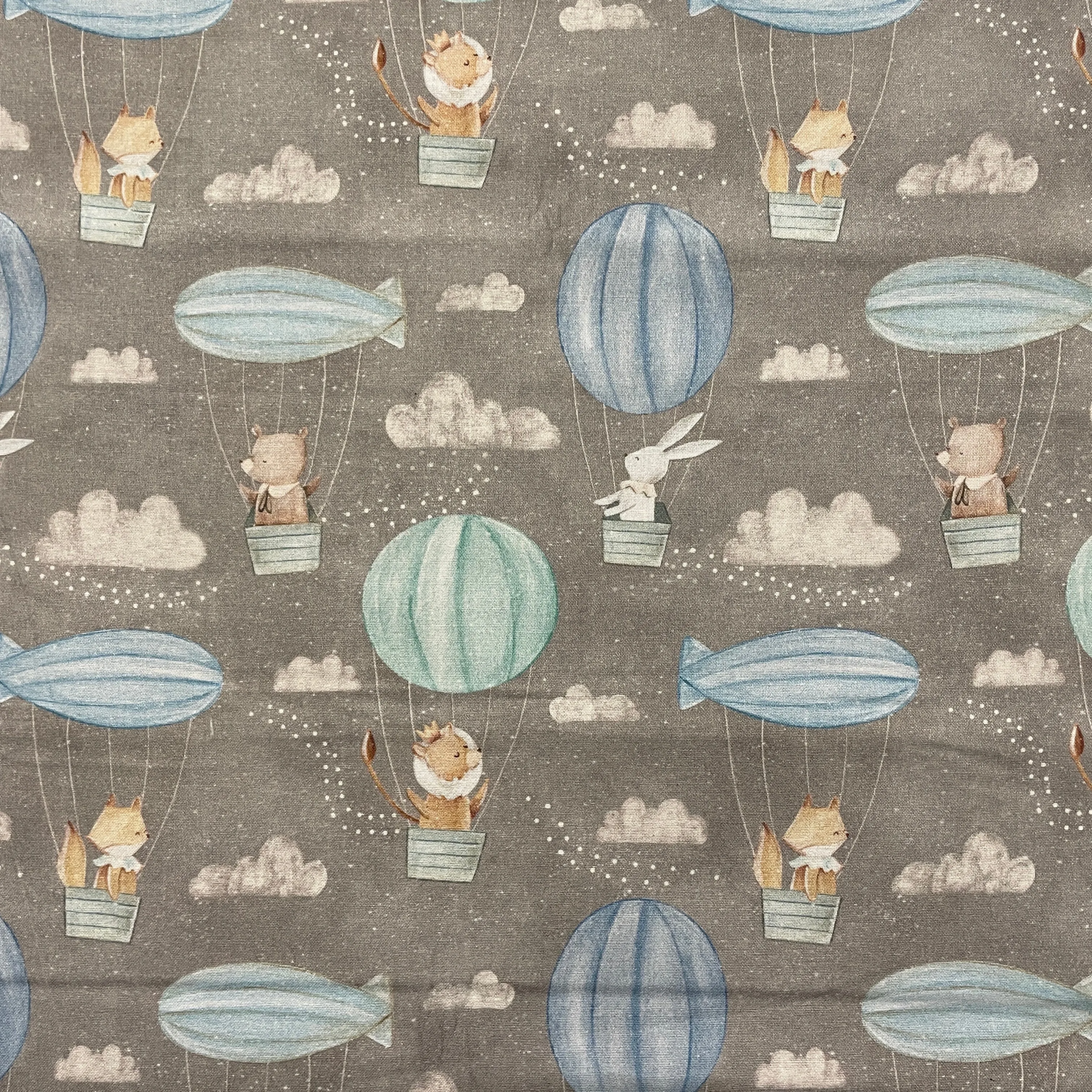 FS867 Adventures in the Sky Pathways Cotton Fabric Grey