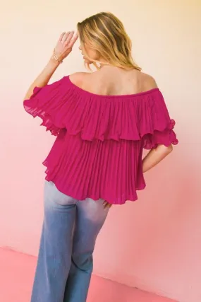 Fuchsia Pleated Top | Bella Chic