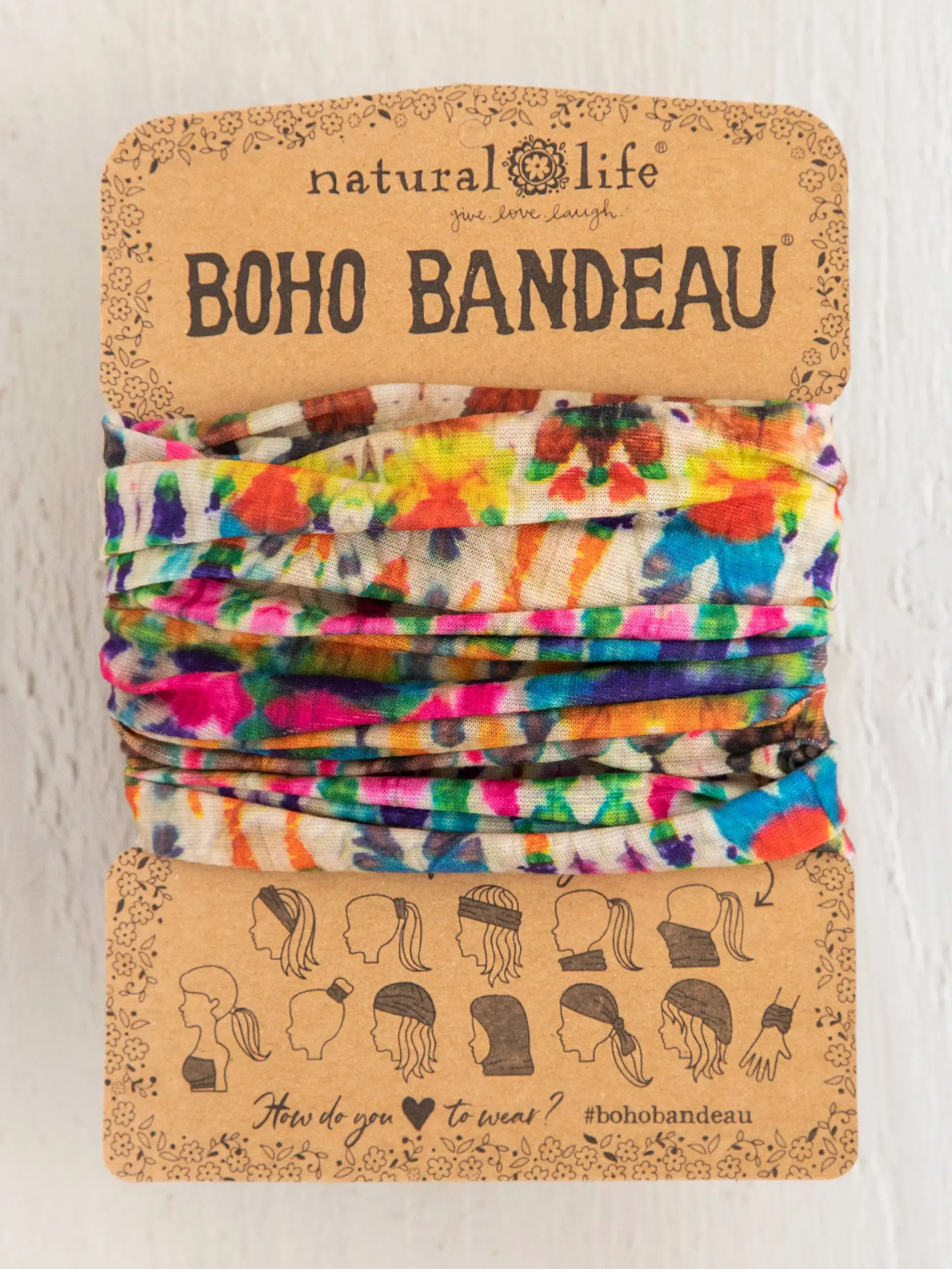 Full Boho Bandeau® Headband - Fuchsia Marigold Tie-Dye