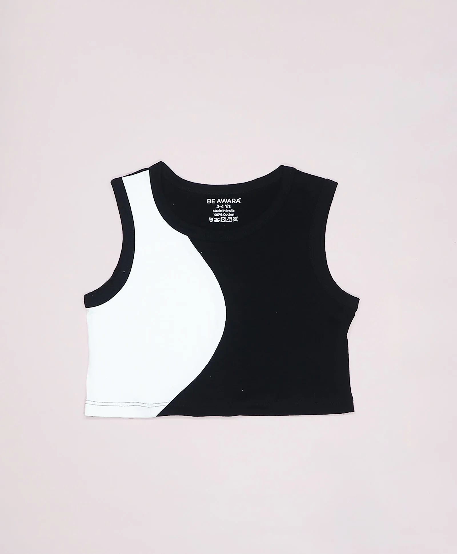 Girls Black & White Color Block Tank Top and Shorts Set