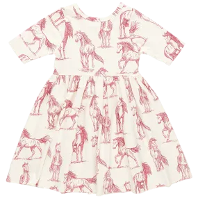 girls organic steph dress | vintage rose horses