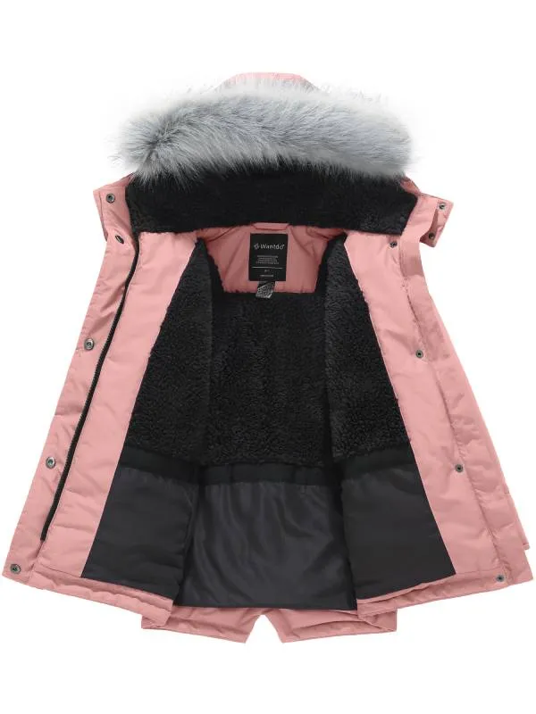 Girl's Quilted Puffer Jacket Warm Winter Coat Windproof Hooded Parka