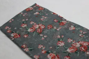 Gray & Pink Floral Cotton Scarf