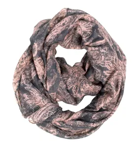 Gray Peach Couture Beautiful Graphic Sunflower Paisley Print Infinity Loop Scarf