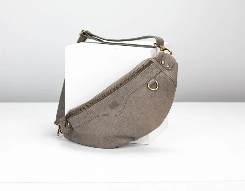 Haris fanny pack - Stone grey leather