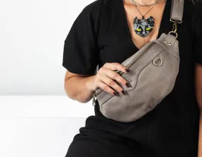 Haris fanny pack - Stone grey leather