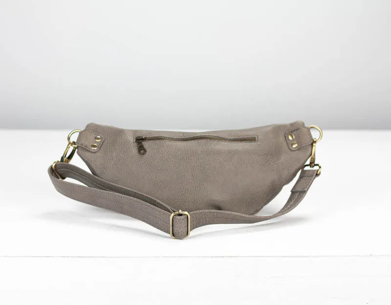 Haris fanny pack - Stone grey leather