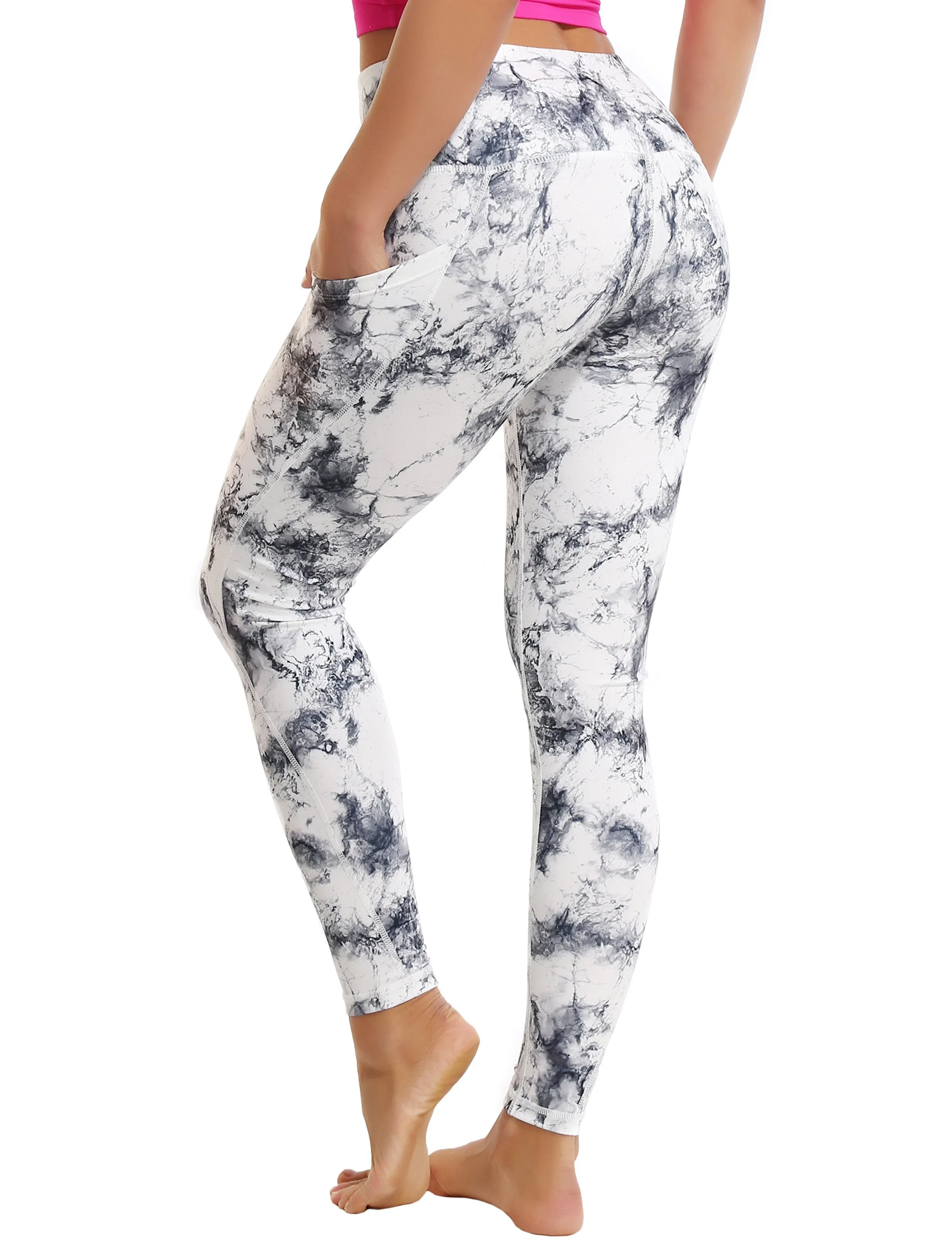 High Waist Side Pockets Yoga Pants arabescato ins