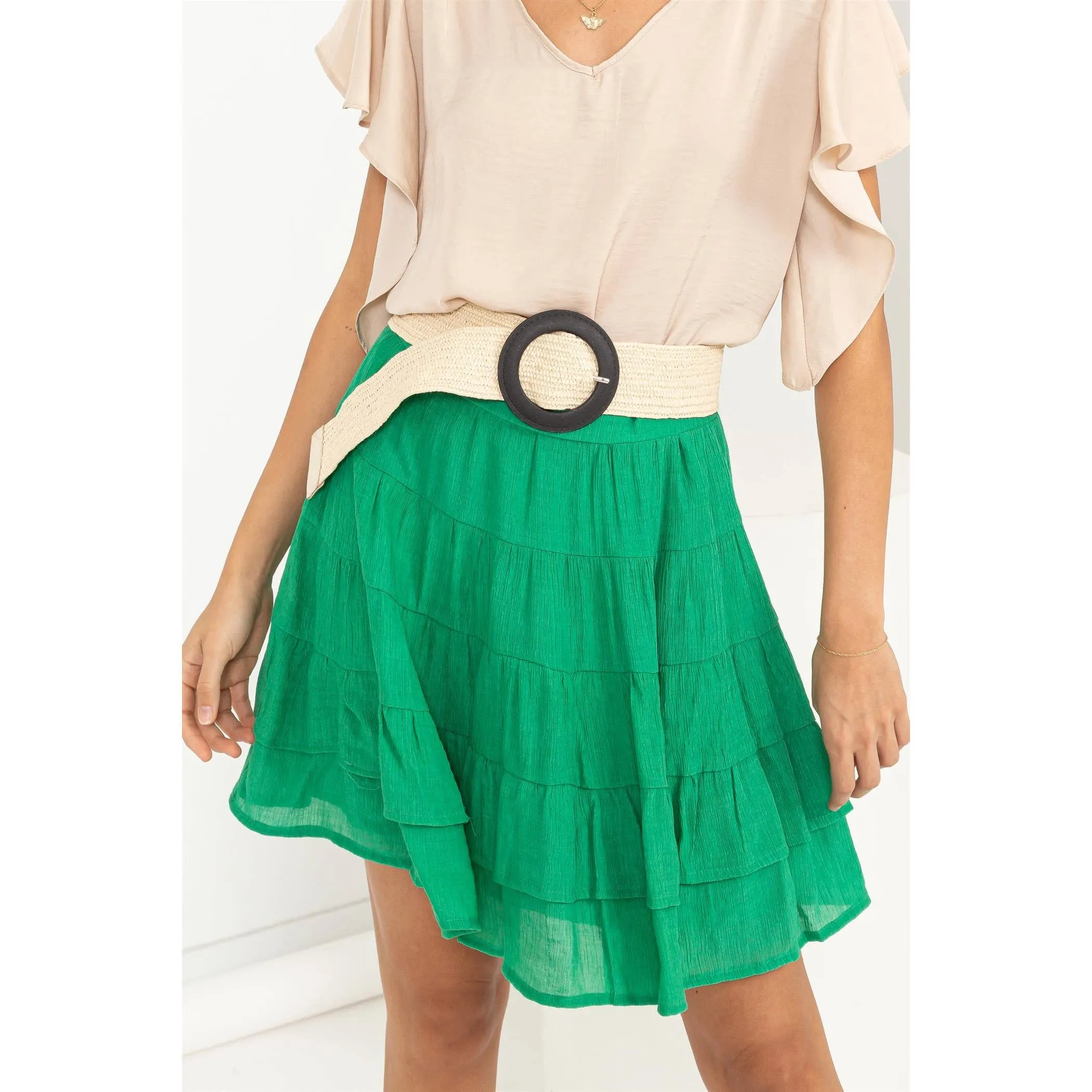 High-Waist Tiered Mini Skirt