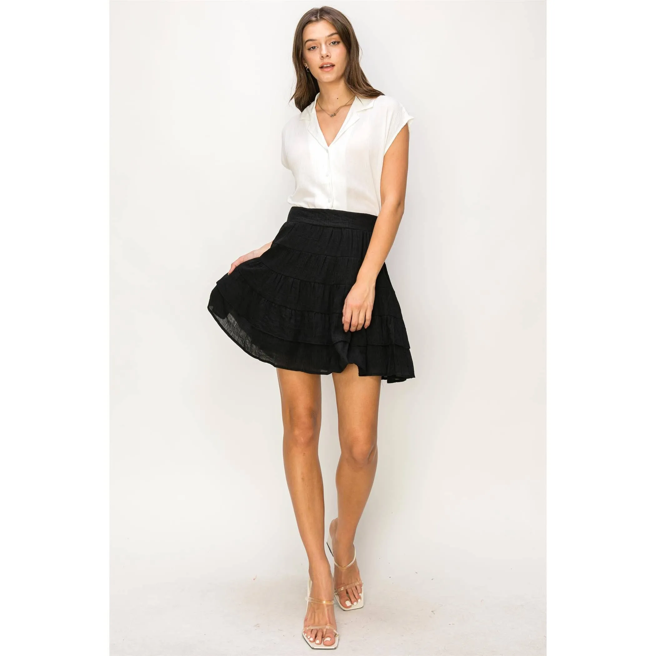 High-Waist Tiered Mini Skirt