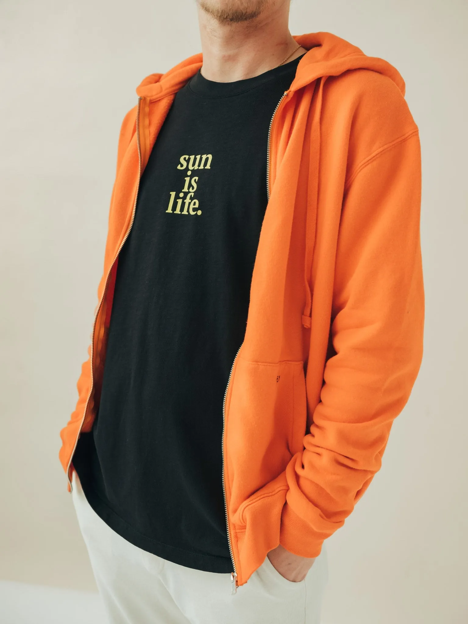 HOODIE ZIP TANGERINE