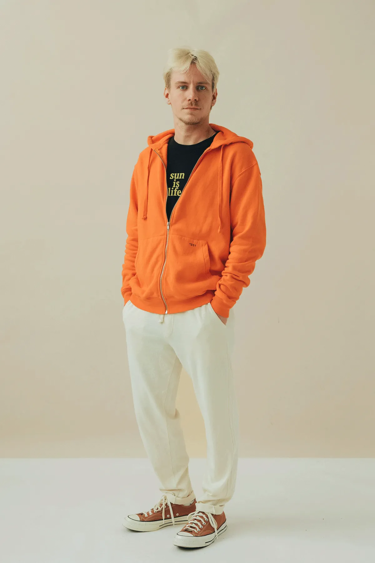 HOODIE ZIP TANGERINE