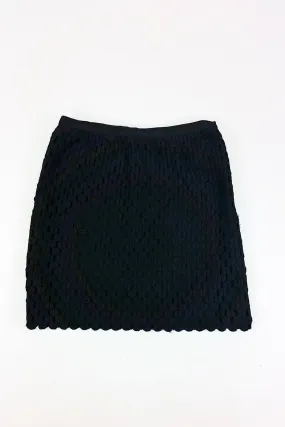 HOSS INTROPIA Black Cotton Blend Circle Netted Mini Skirt (UK 14 | US 10)