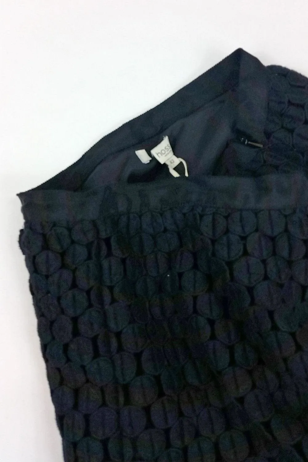 HOSS INTROPIA Black Cotton Blend Circle Netted Mini Skirt (UK 14 | US 10)