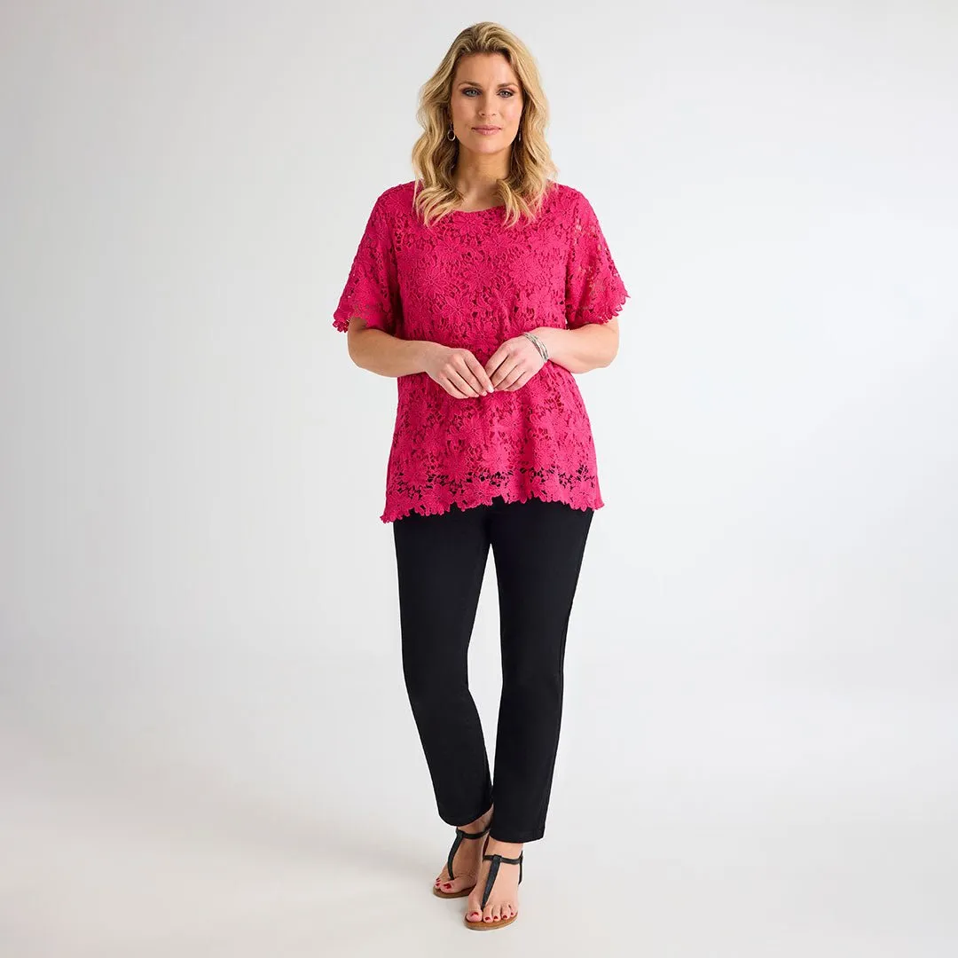 Hot Pink Crochet Flower Top