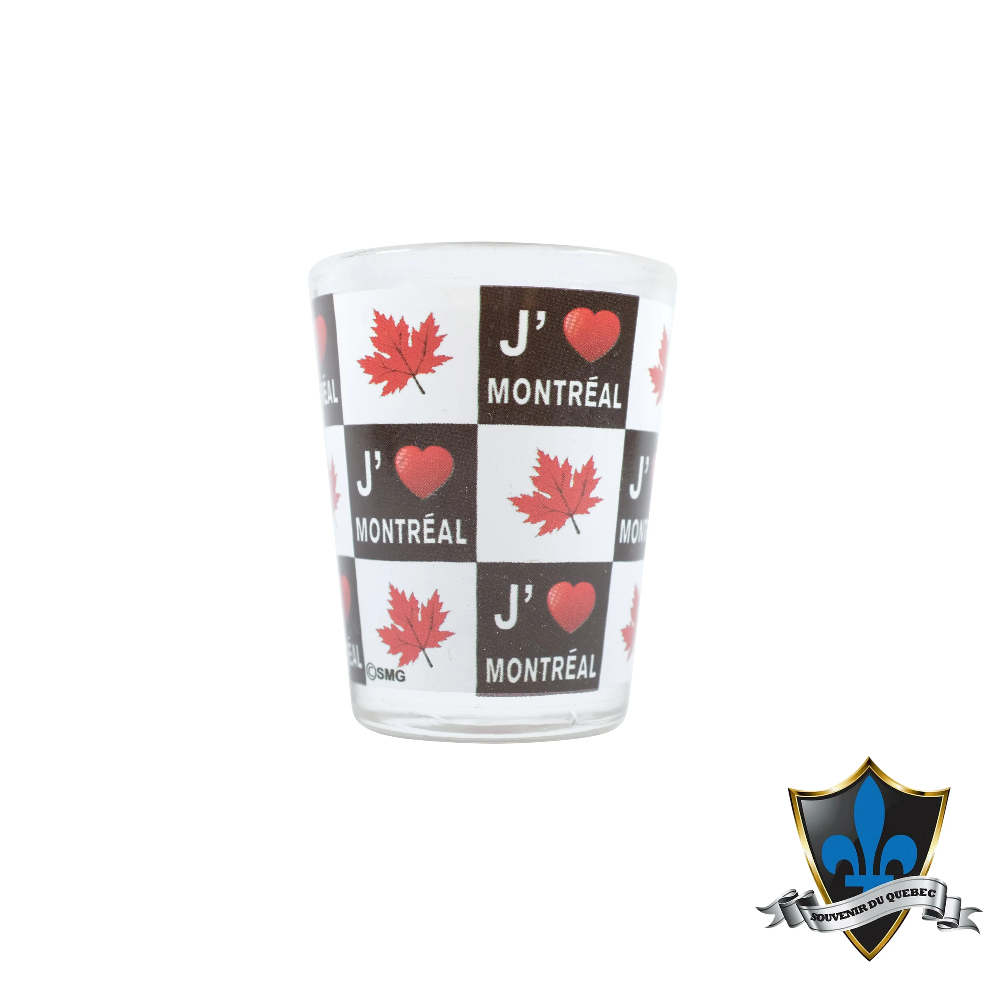 I Love Montreal Shot glass in French.