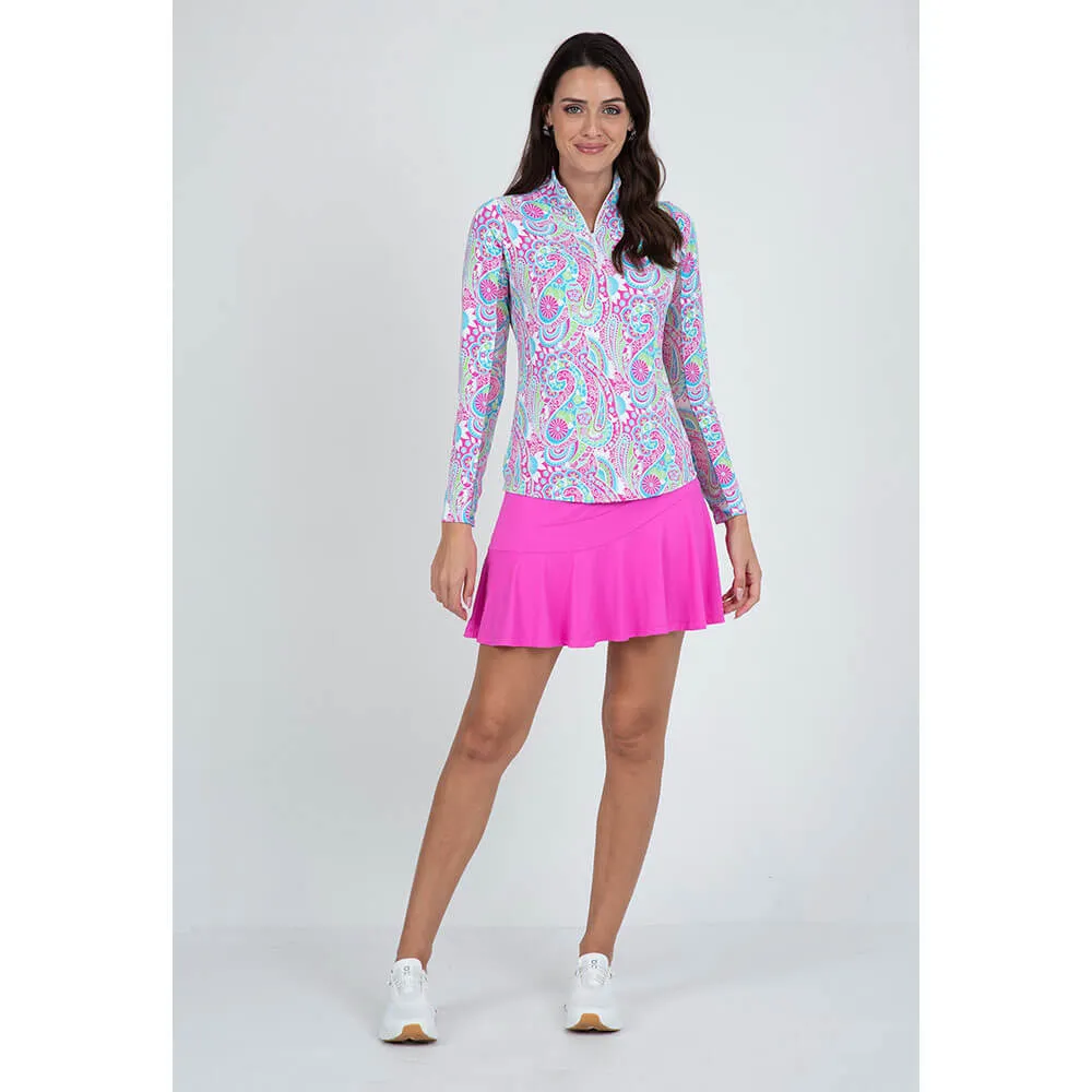 IBKUL Gloria Long Sleeve Top - Hot Pink/Turquoise