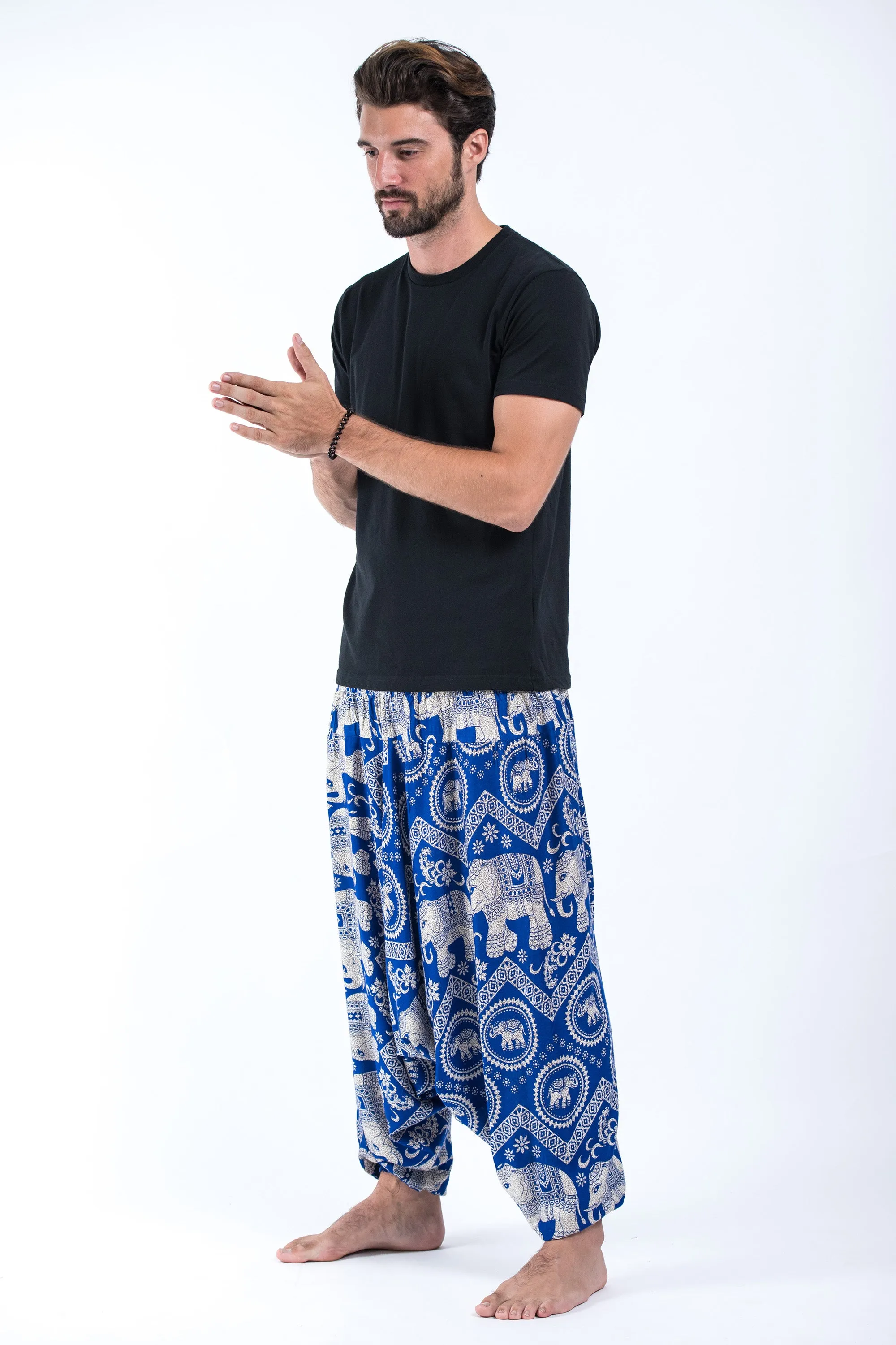 Imperial Elephant Drop Crotch Men's Elephant Pants in Blue