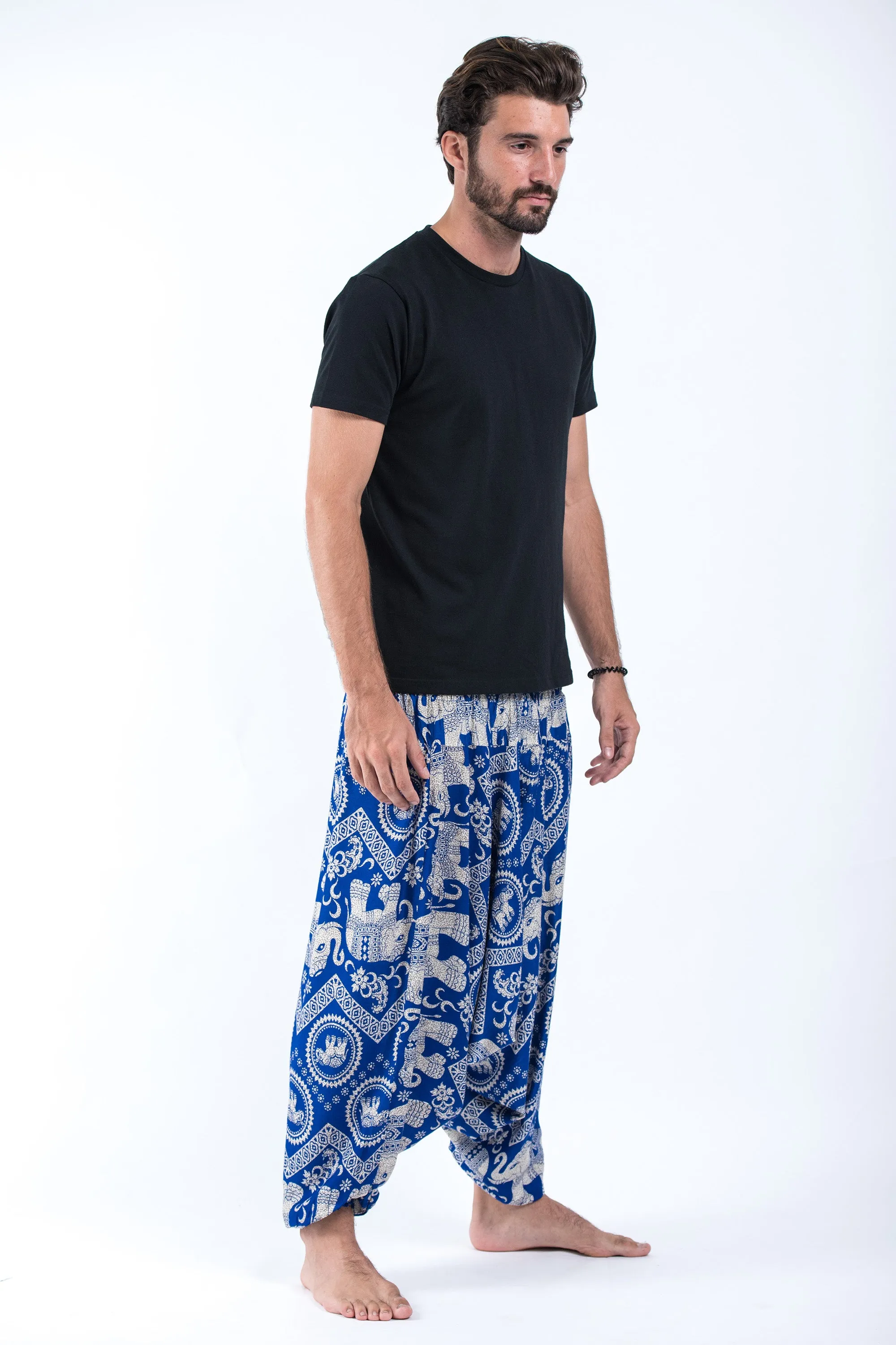 Imperial Elephant Drop Crotch Men's Elephant Pants in Blue