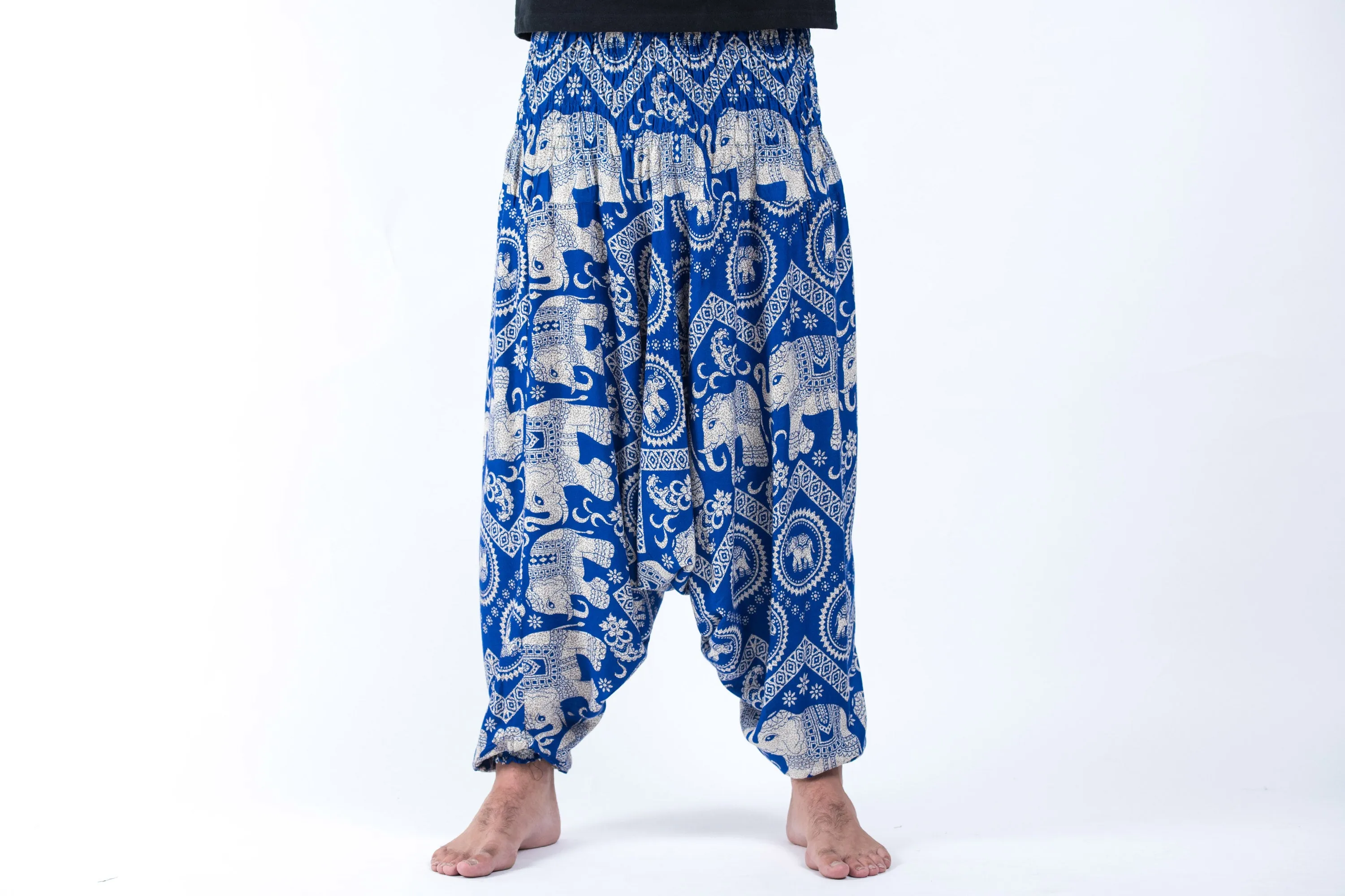 Imperial Elephant Drop Crotch Men's Elephant Pants in Blue