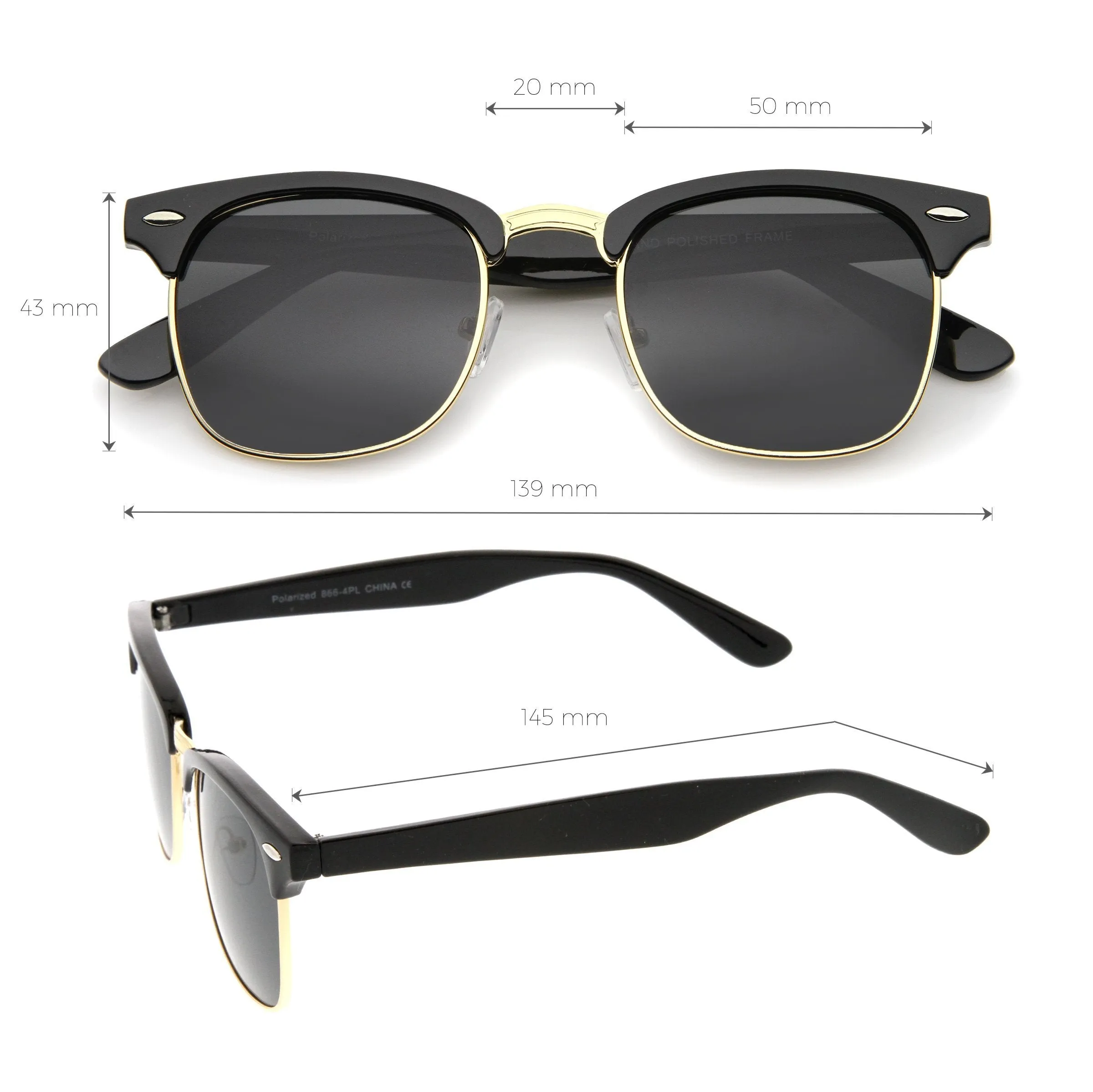 Indie Half Frame Horned Rim Polarized Sunglasses