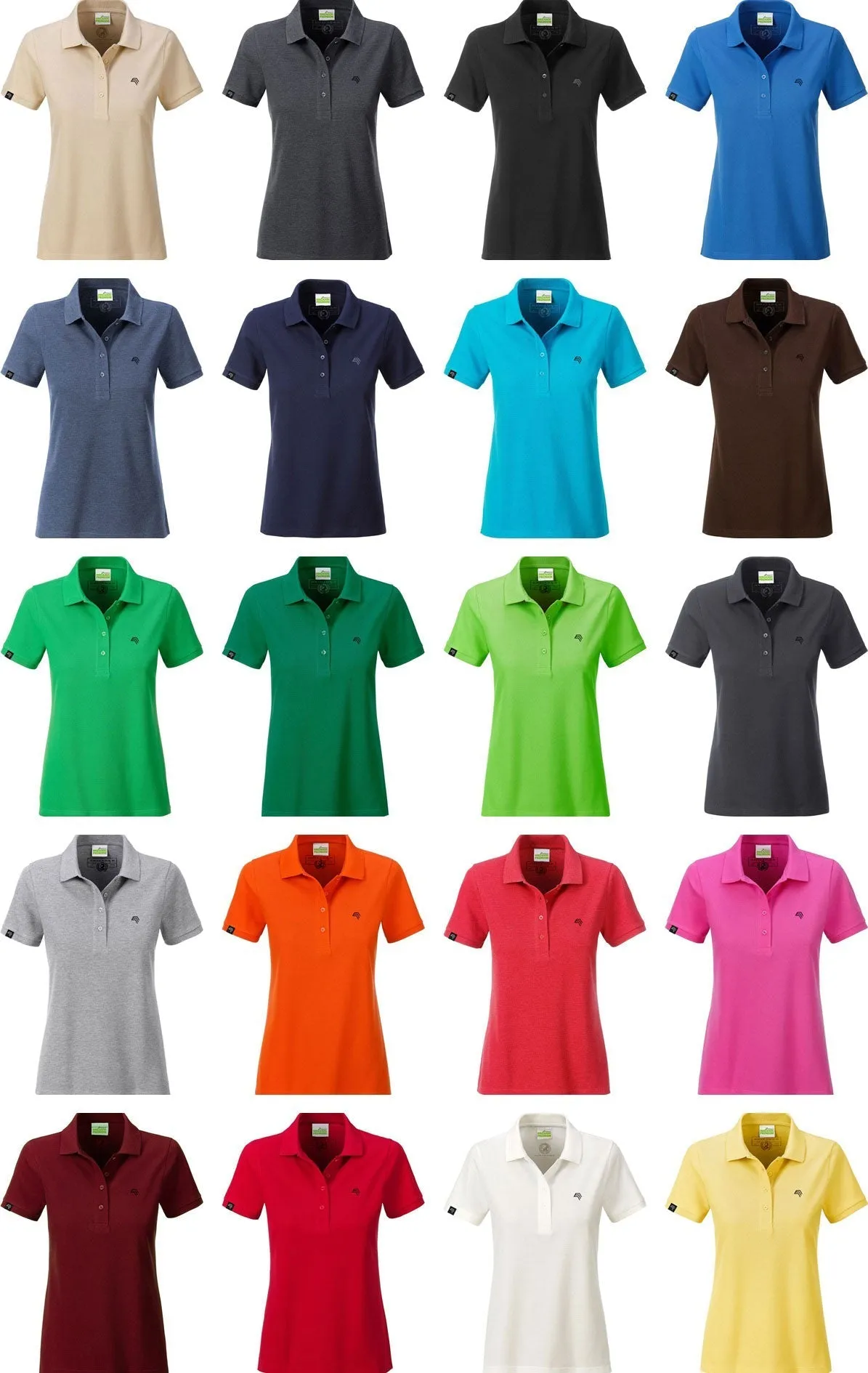 JAN 8009 ― Damen Bio-Baumwolle Polo Shirt - Carmine Rot Melange