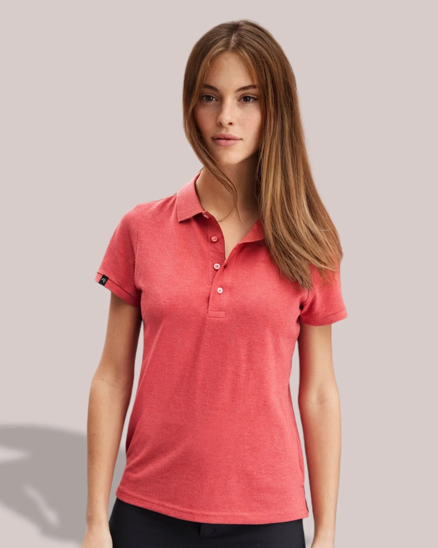 JAN 8009 ― Damen Bio-Baumwolle Polo Shirt - Carmine Rot Melange