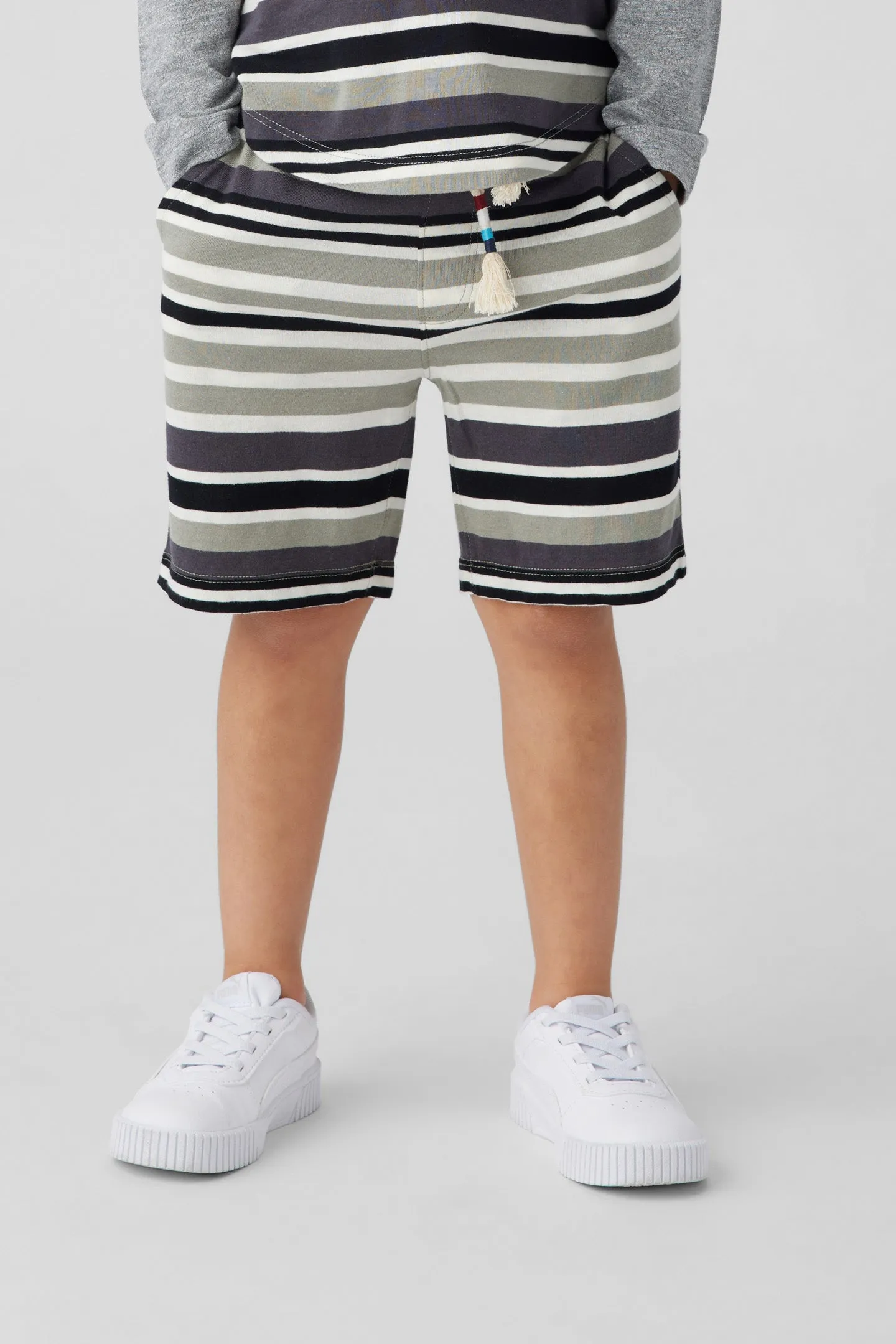 Kids Black/White Stripe Short