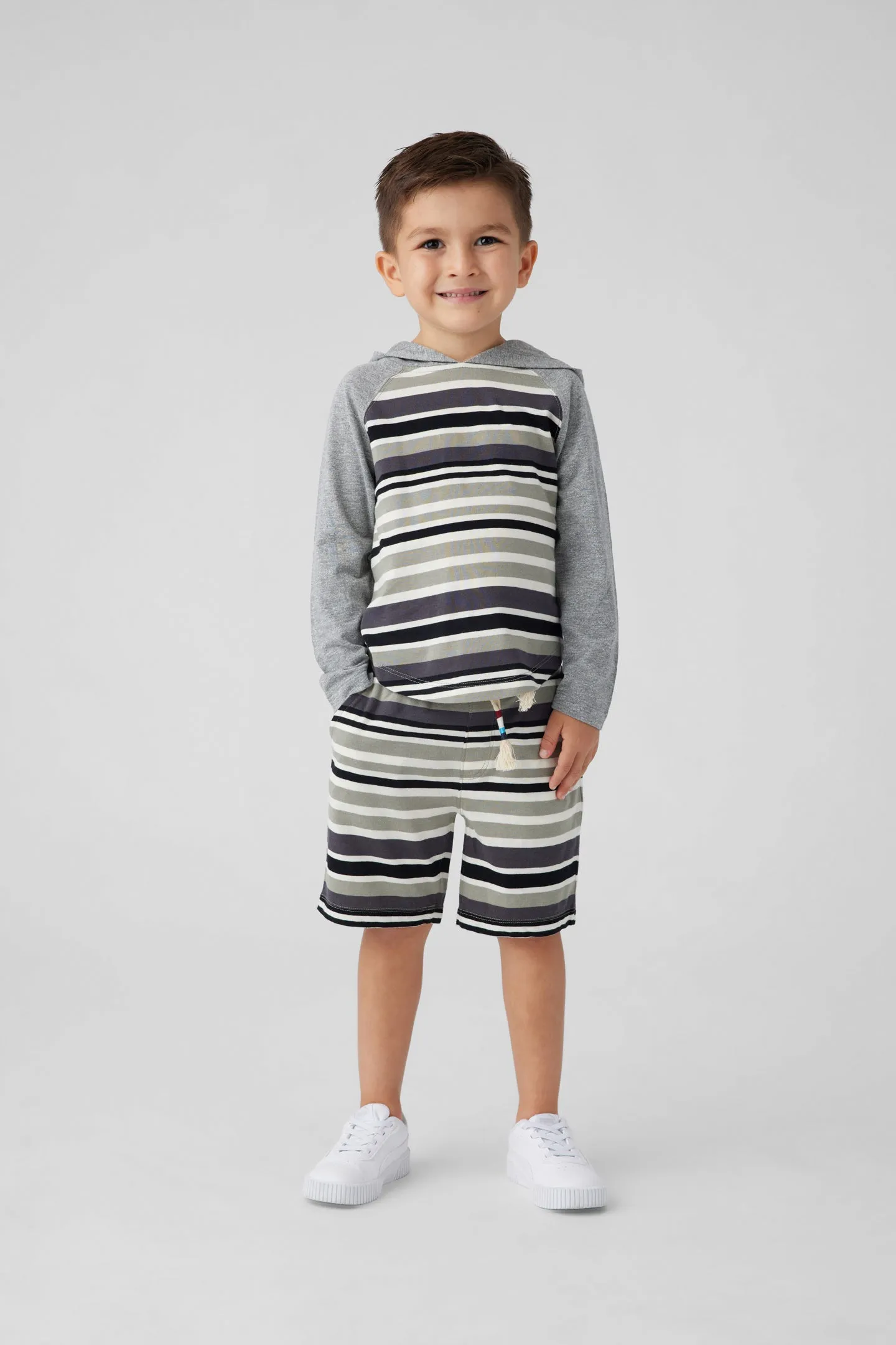 Kids Black/White Stripe Short