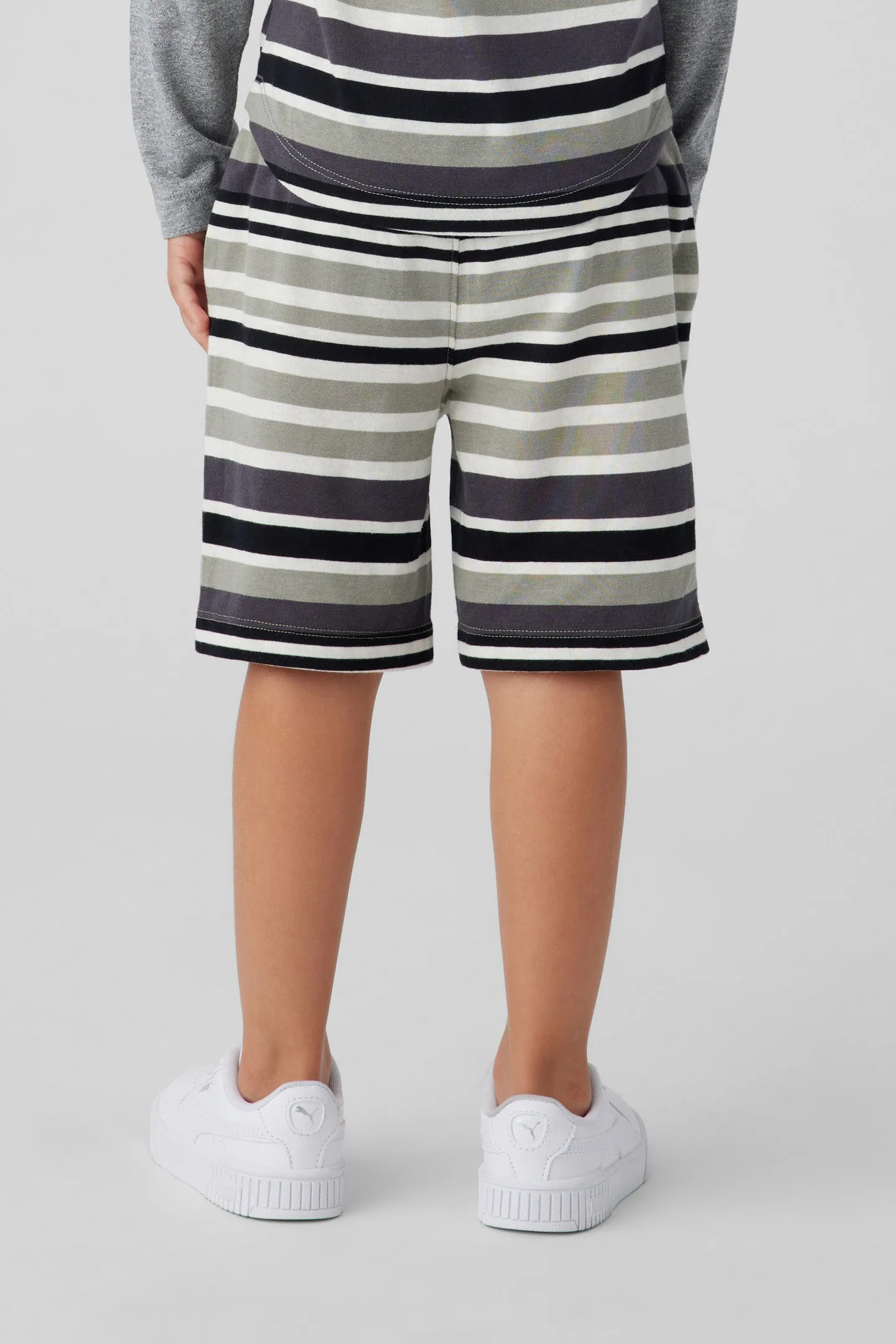 Kids Black/White Stripe Short