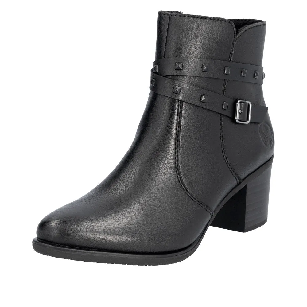 Ladies Rieker Boot Black Leather Zip Y2059-00