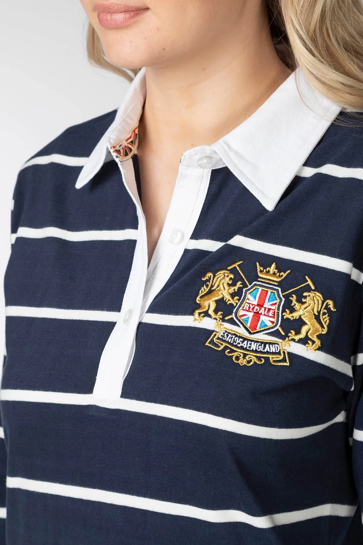 Ladies Striped Rugby Shirt - Ruby