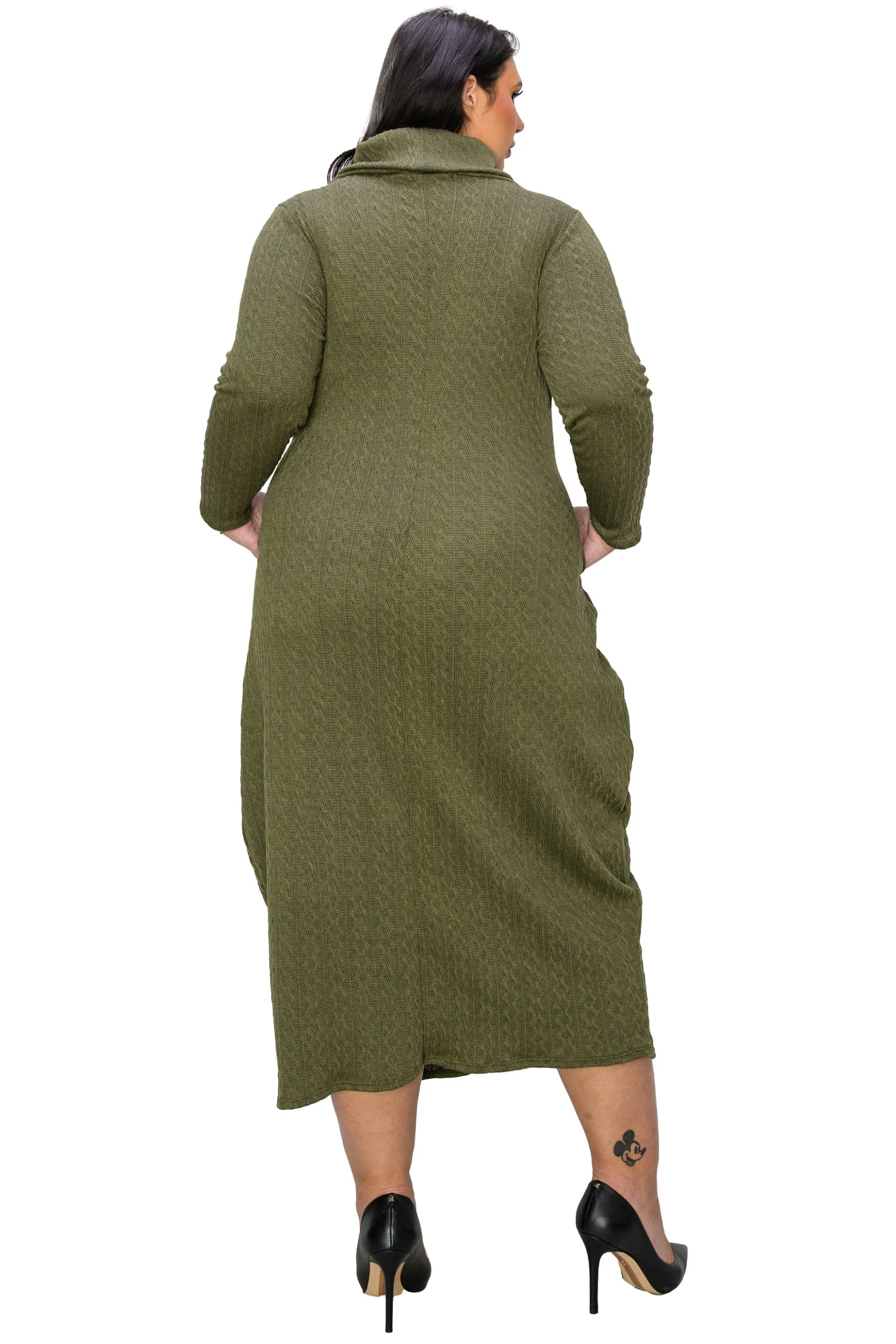 Lana Cowl Turtle Neck Pocket Sweater Dress