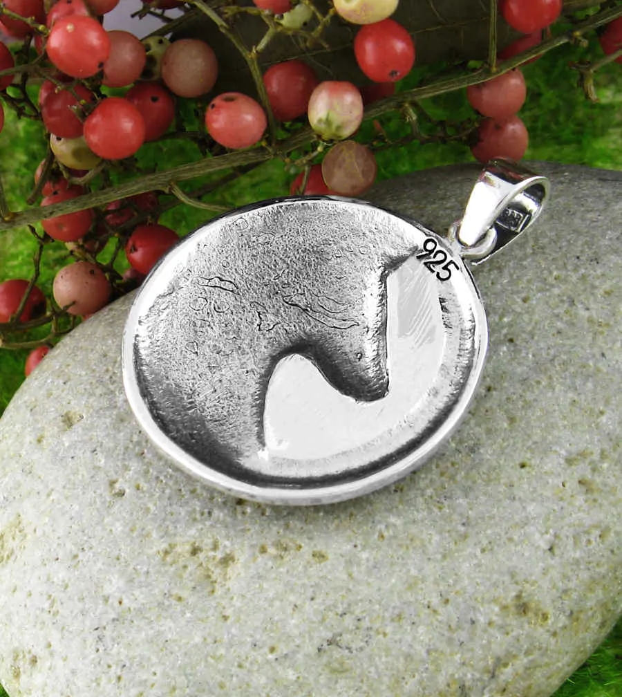 Large Round Celtic Wolf Medallion Pendant