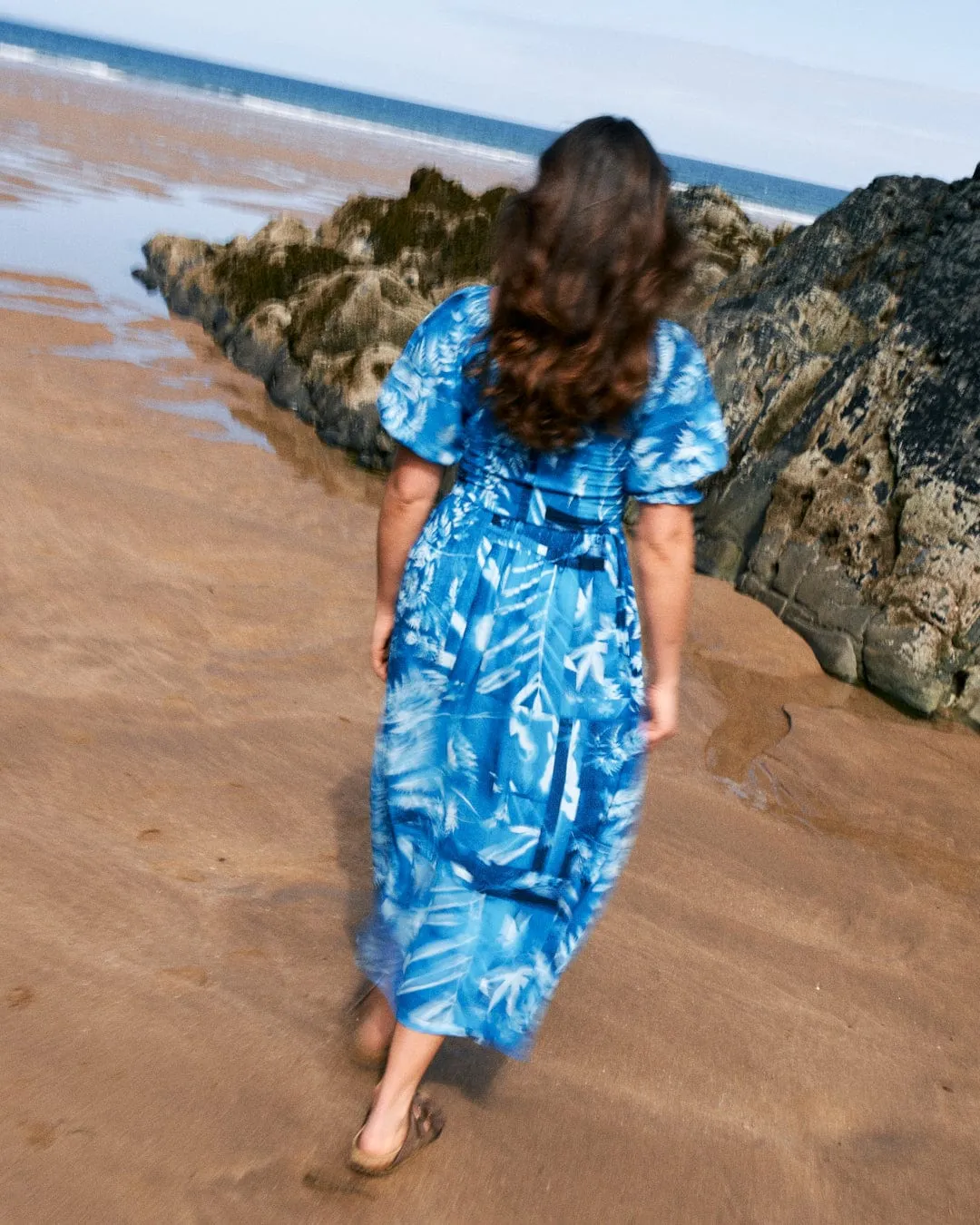 Larran Cyanotype - Midi Woven Dress - Blue