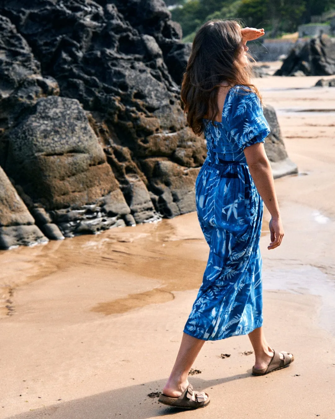 Larran Cyanotype - Midi Woven Dress - Blue