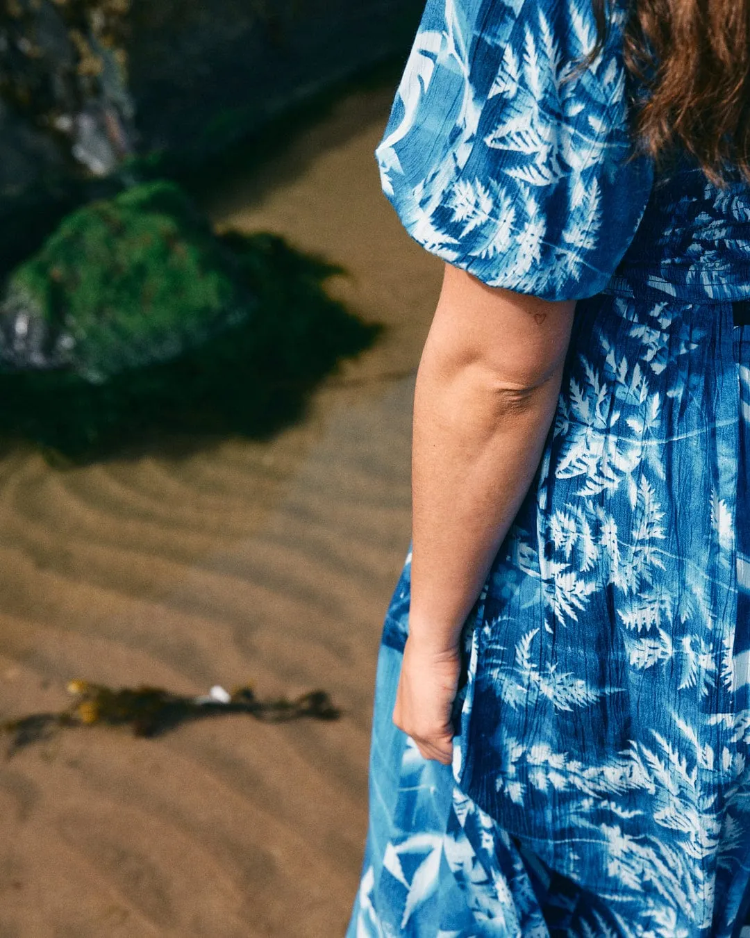 Larran Cyanotype - Midi Woven Dress - Blue