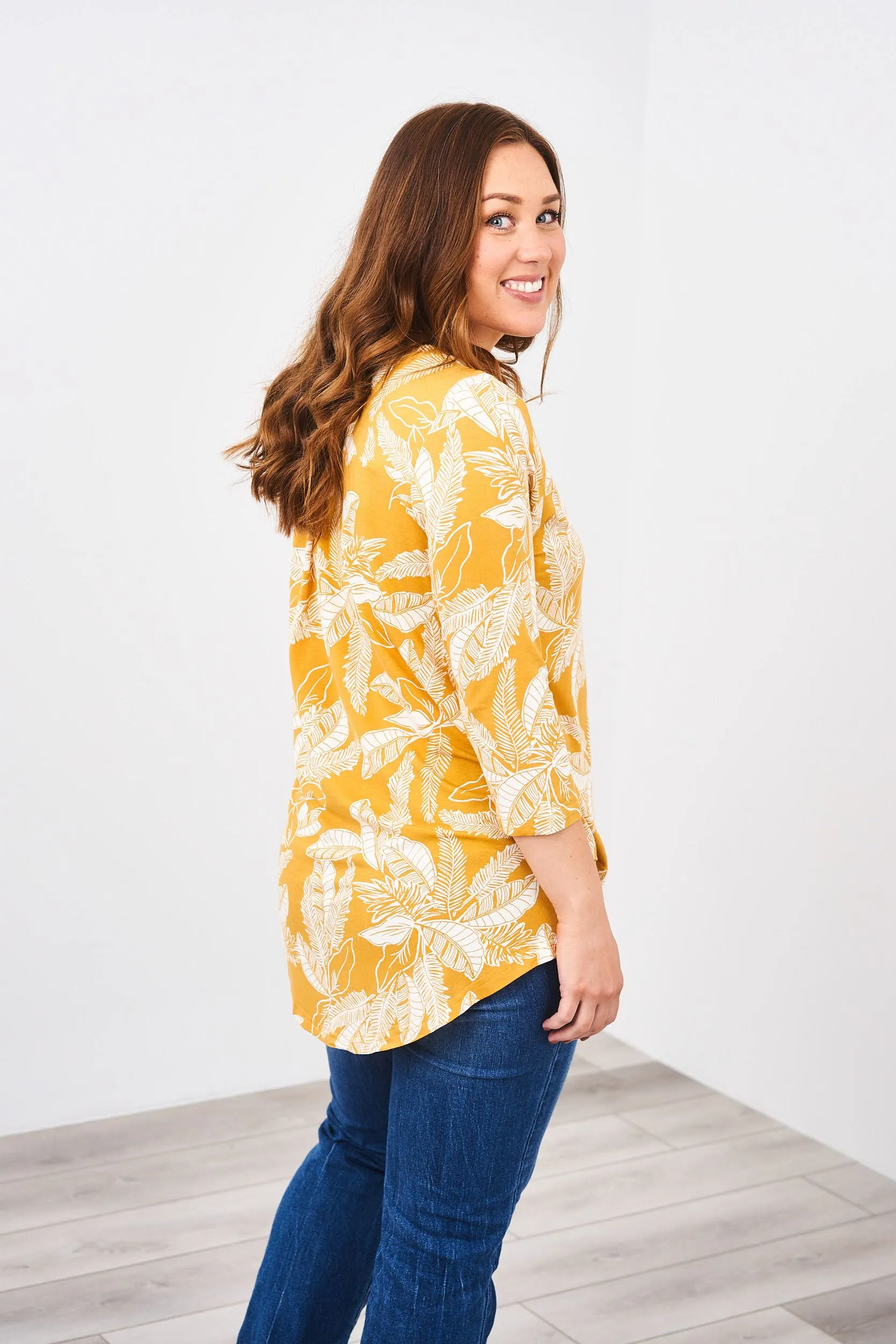 Latched Mama 3/4 Sleeve Scoop Neck Printed Nursing Top - Final Sale