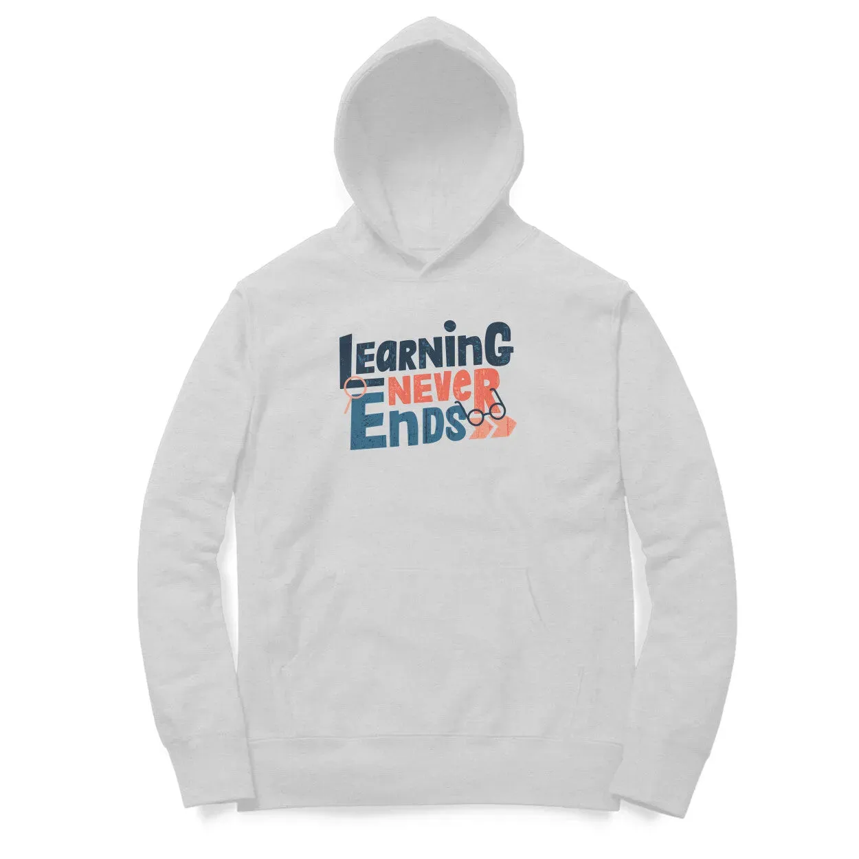 Learning Never Ends Typography Cotton Hoodie For Men