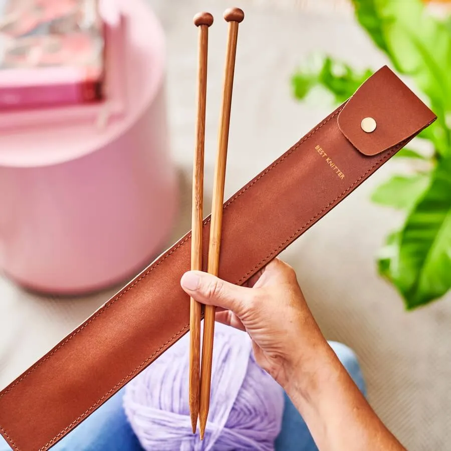 Leather Knitting Needle Holder - Knit Happens