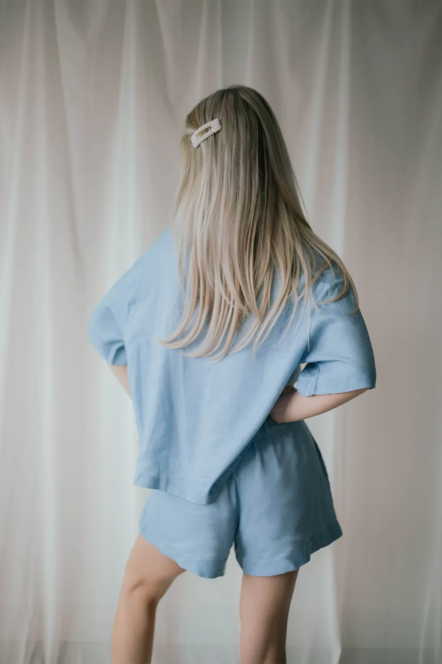 Light Blue Linen Matching Set