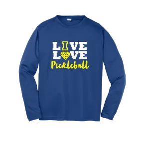 Live Love Pickleball | Youth Long Sleeve Atheletic Shirt | 100% Polyester