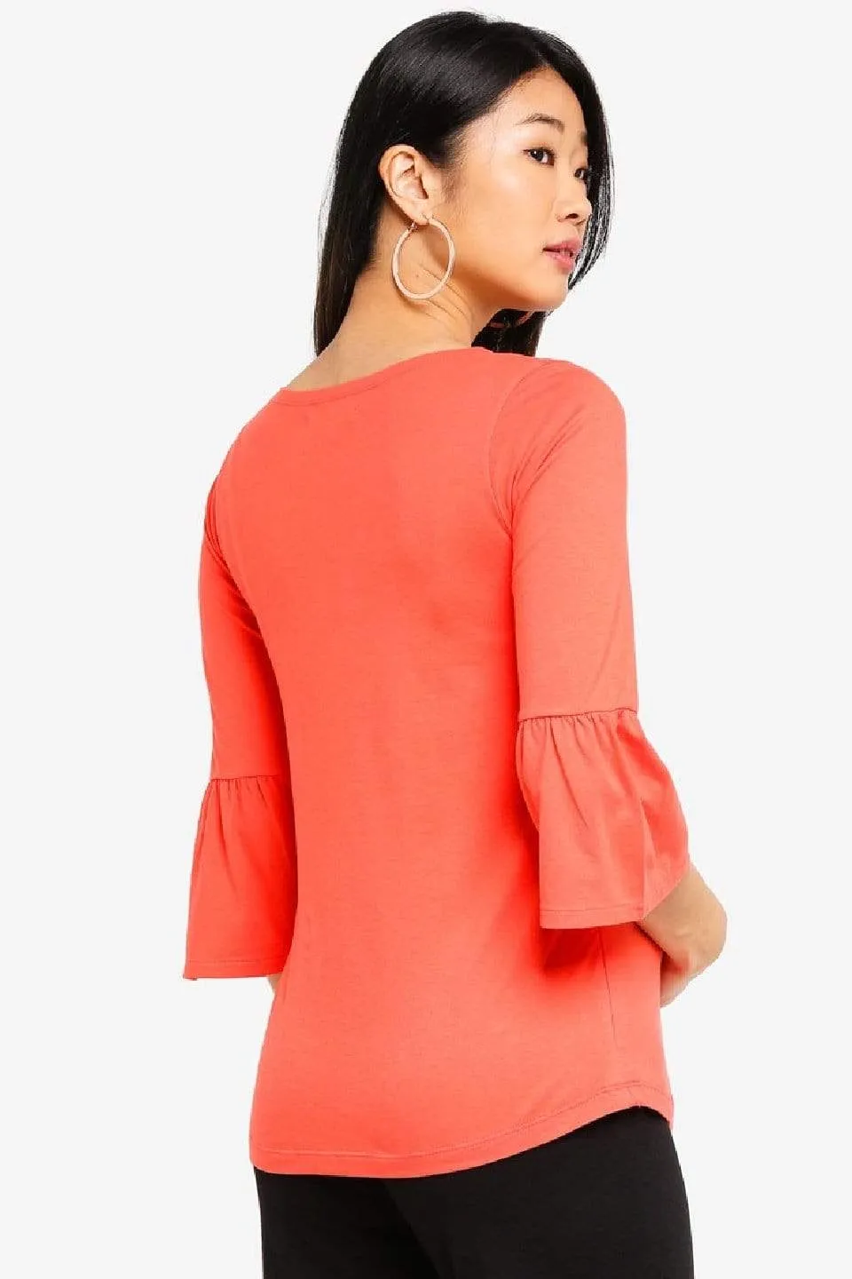 Long Bell Sleeves Aada Nursing Top Coral