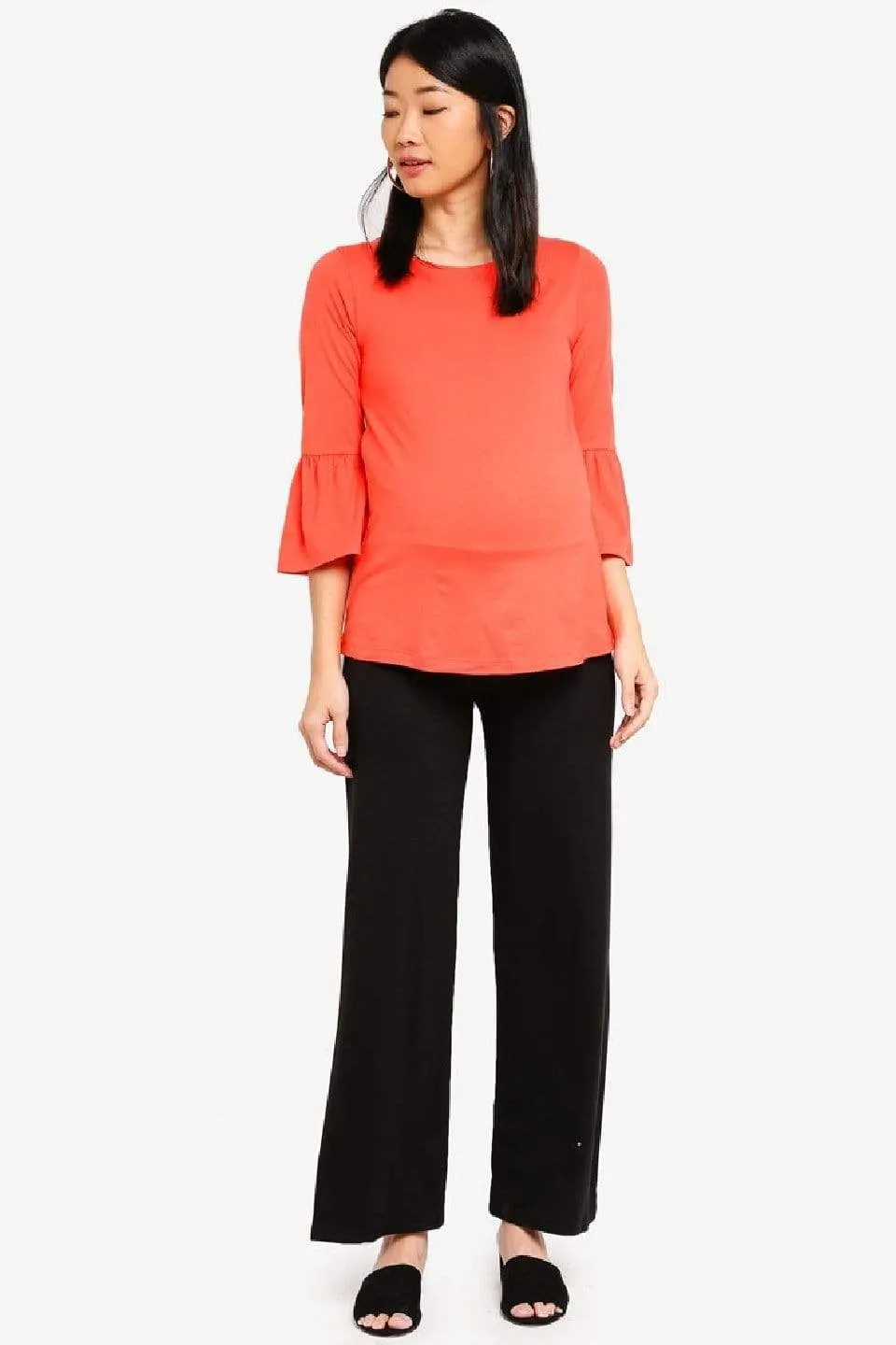 Long Bell Sleeves Aada Nursing Top Coral