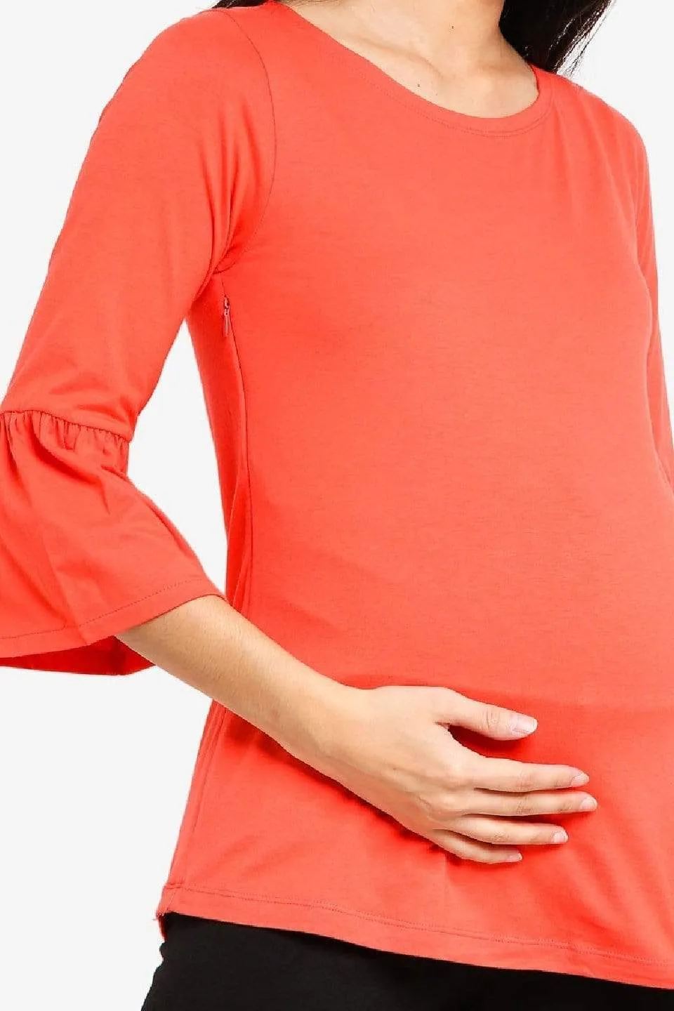 Long Bell Sleeves Aada Nursing Top Coral