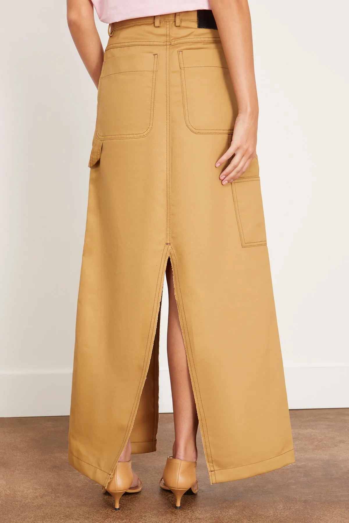 Long Workwear Skirt in Camel