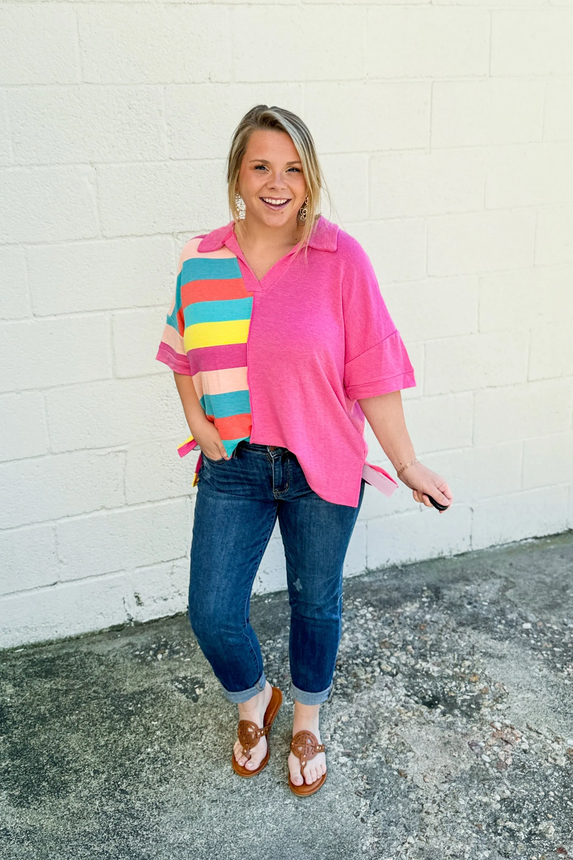 Look Both Ways Stripe Color Block Top