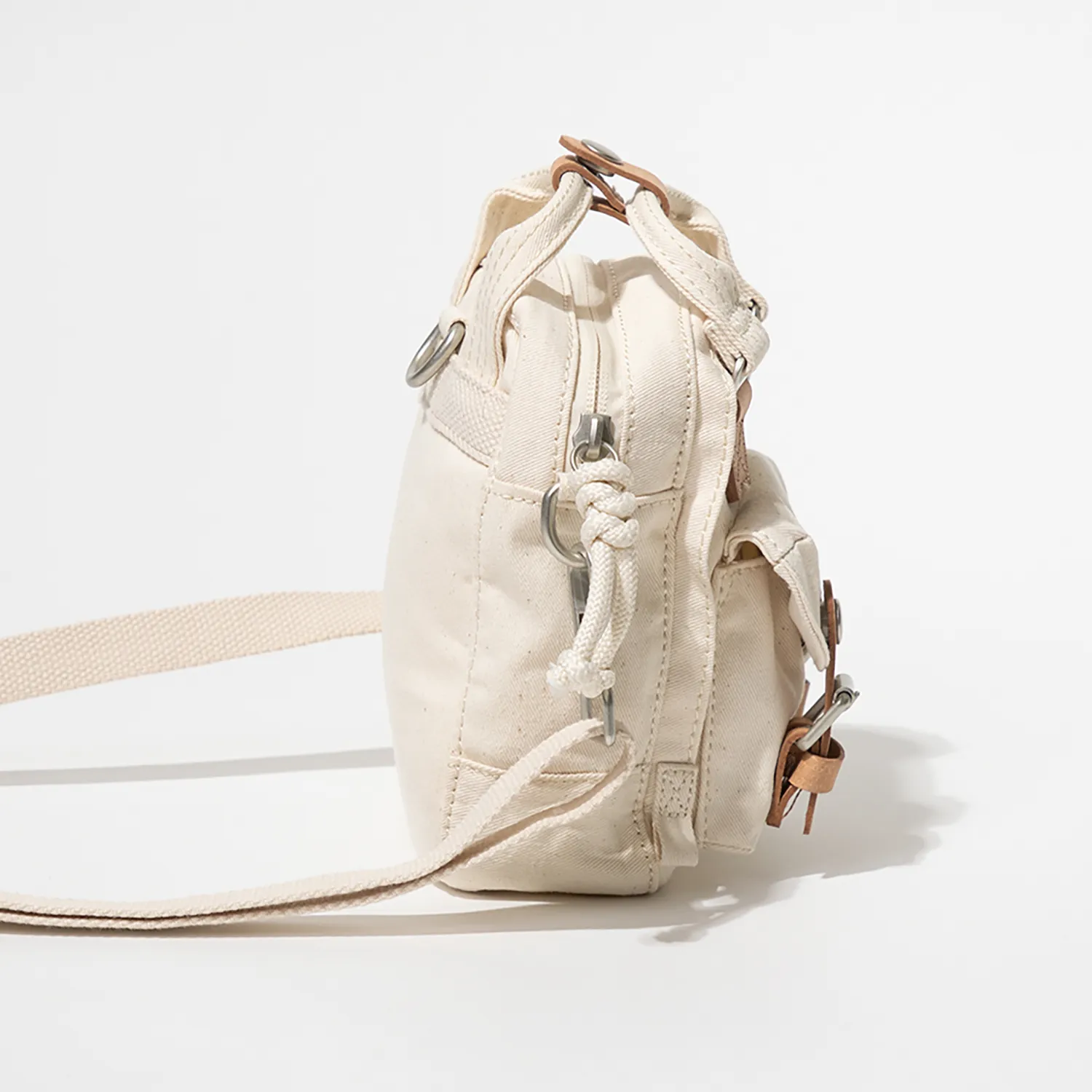 Macaroon Tiny Organic Cotton Series Beige Crossbody Bag