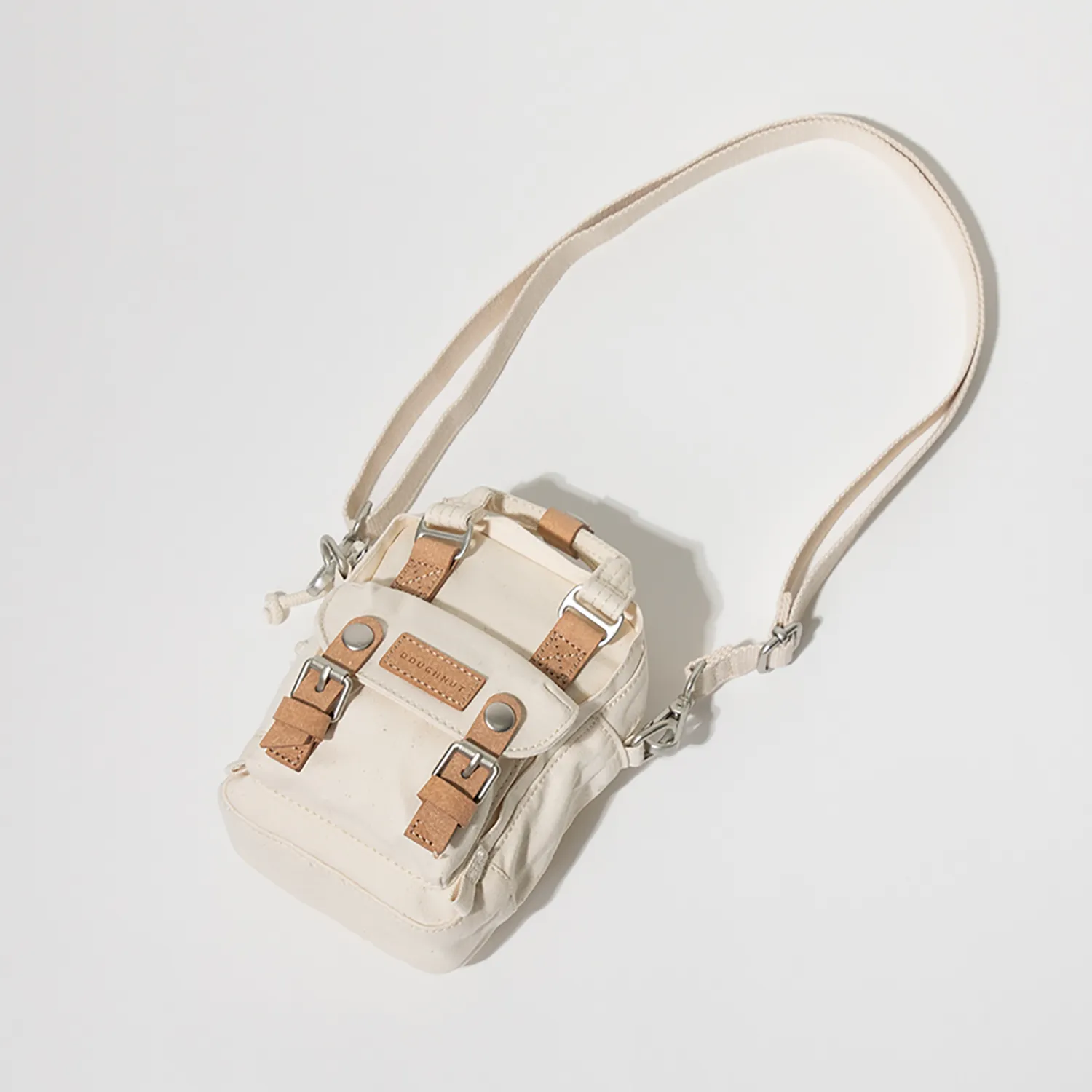 Macaroon Tiny Organic Cotton Series Beige Crossbody Bag