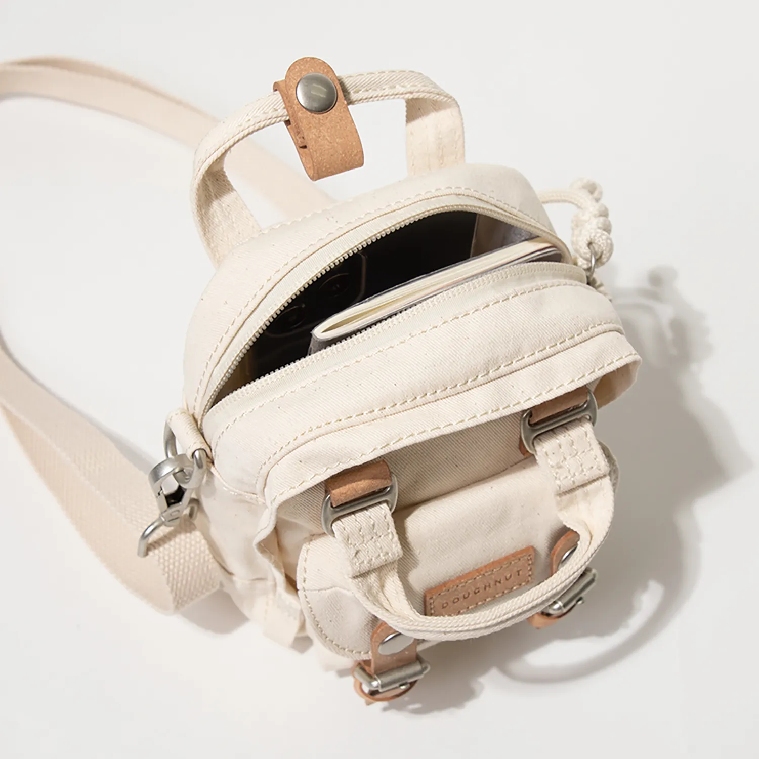 Macaroon Tiny Organic Cotton Series Beige Crossbody Bag